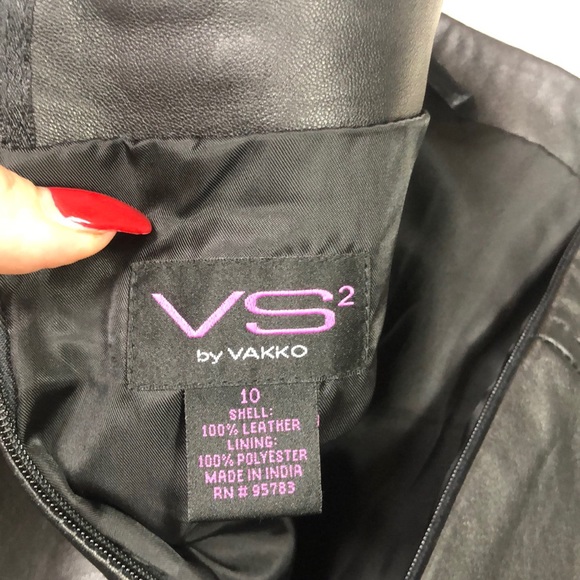 Vintage VS by VAKKO Genuine Lamb Leather Skirt Pencil Zip Front Lined Black - Picture 8 of 9